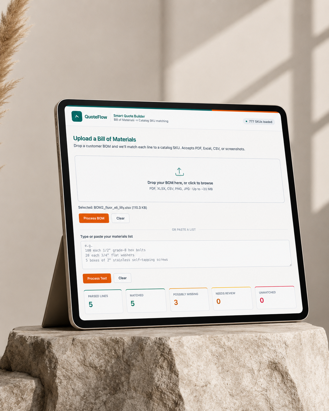 QuoteFlow smart quote builder — intelligent document processing