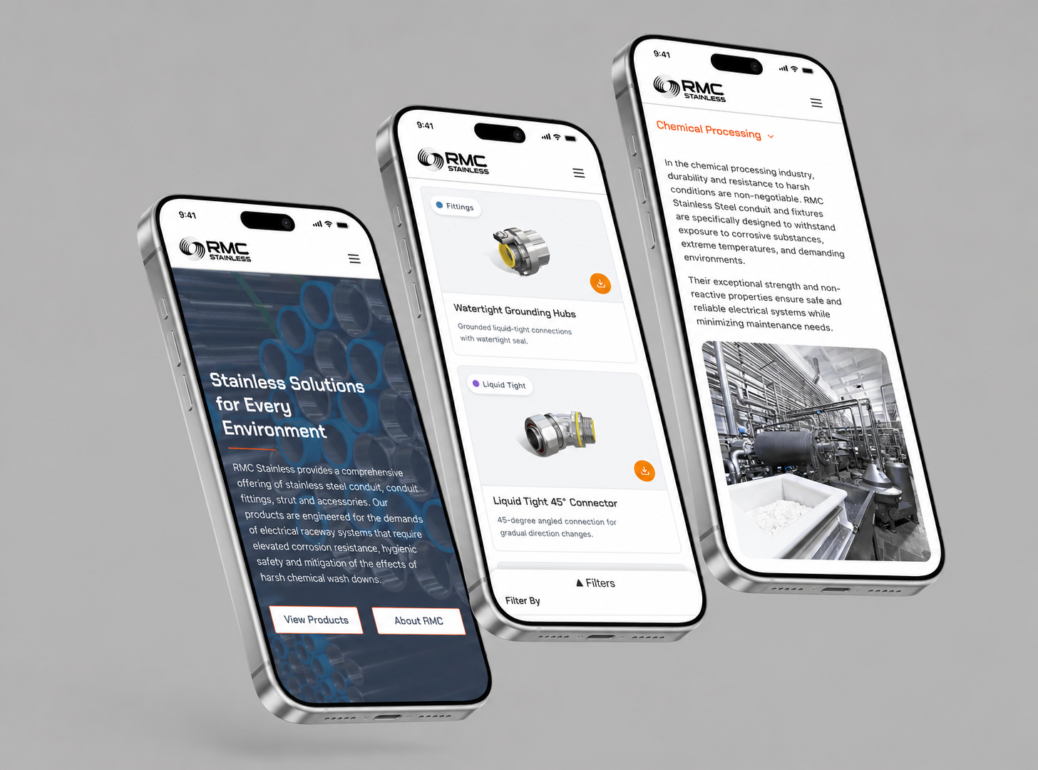 RMC Stainless mobile product experience