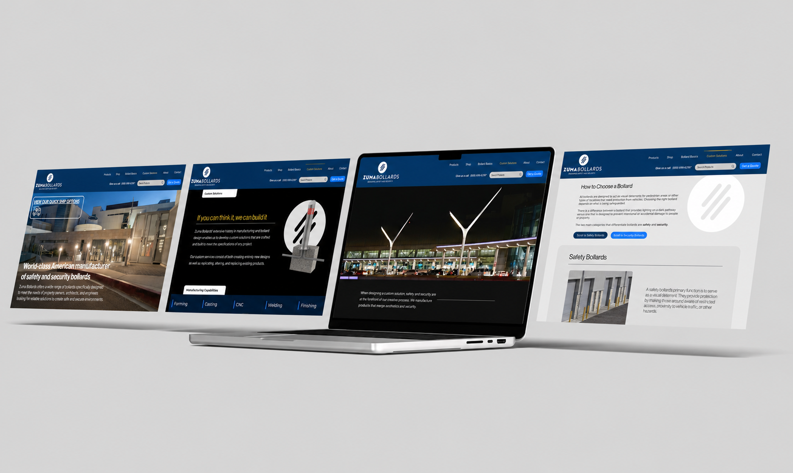 Zuma Bollards website screens